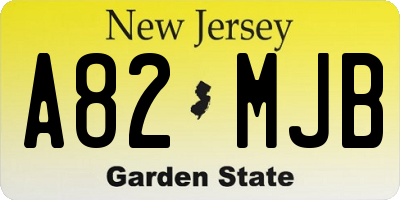 NJ license plate A82MJB