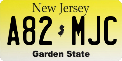 NJ license plate A82MJC