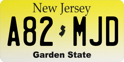 NJ license plate A82MJD