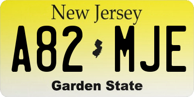 NJ license plate A82MJE