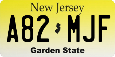 NJ license plate A82MJF