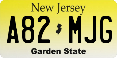 NJ license plate A82MJG