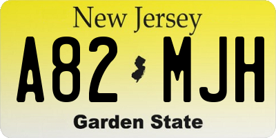 NJ license plate A82MJH