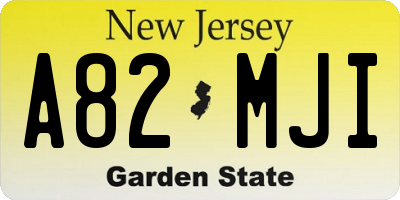 NJ license plate A82MJI