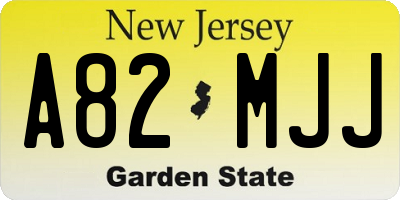 NJ license plate A82MJJ