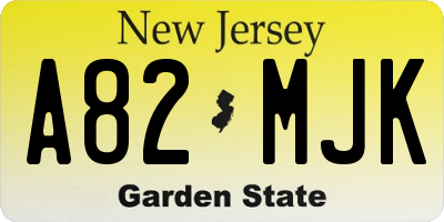 NJ license plate A82MJK