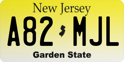 NJ license plate A82MJL
