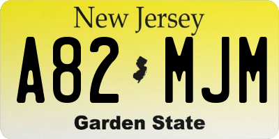 NJ license plate A82MJM