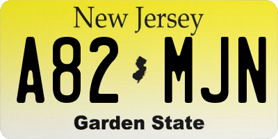 NJ license plate A82MJN