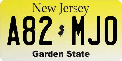 NJ license plate A82MJO