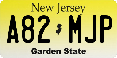 NJ license plate A82MJP