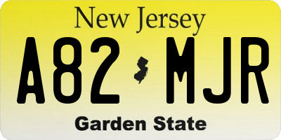 NJ license plate A82MJR
