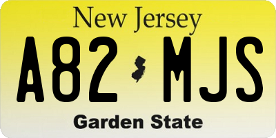 NJ license plate A82MJS