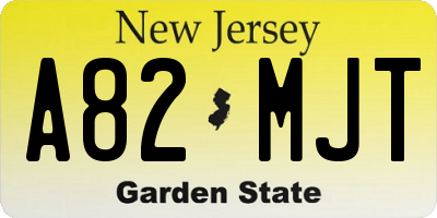 NJ license plate A82MJT