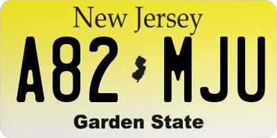 NJ license plate A82MJU