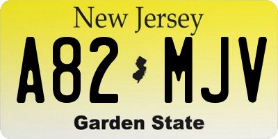 NJ license plate A82MJV