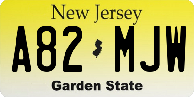 NJ license plate A82MJW