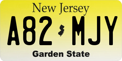 NJ license plate A82MJY