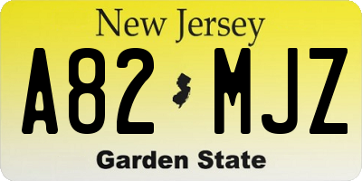 NJ license plate A82MJZ