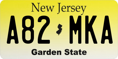 NJ license plate A82MKA