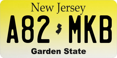 NJ license plate A82MKB