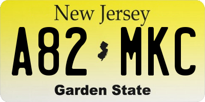 NJ license plate A82MKC