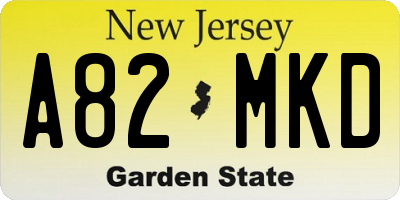 NJ license plate A82MKD