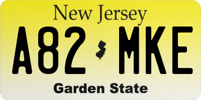 NJ license plate A82MKE