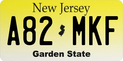 NJ license plate A82MKF