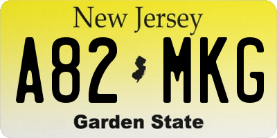 NJ license plate A82MKG