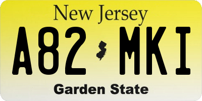 NJ license plate A82MKI