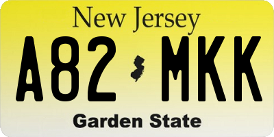 NJ license plate A82MKK