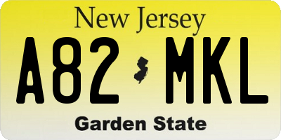 NJ license plate A82MKL