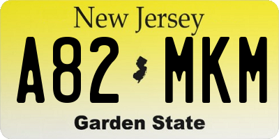 NJ license plate A82MKM