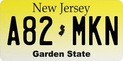 NJ license plate A82MKN
