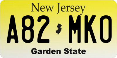 NJ license plate A82MKO