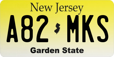 NJ license plate A82MKS