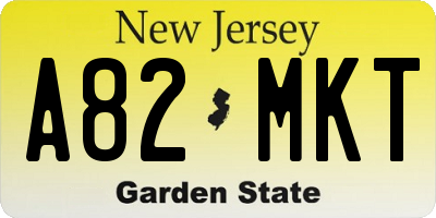 NJ license plate A82MKT