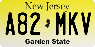 NJ license plate A82MKV