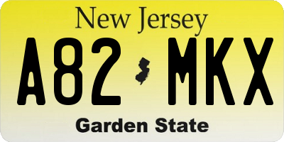 NJ license plate A82MKX