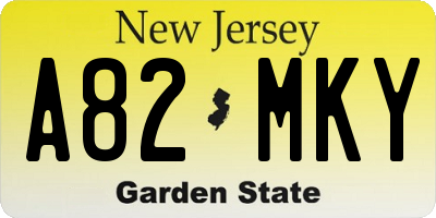 NJ license plate A82MKY