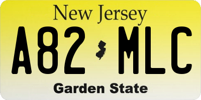 NJ license plate A82MLC