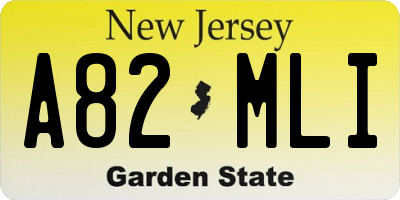 NJ license plate A82MLI
