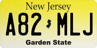 NJ license plate A82MLJ