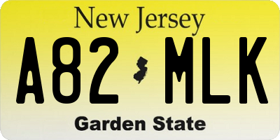 NJ license plate A82MLK