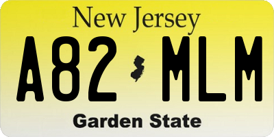 NJ license plate A82MLM