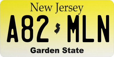 NJ license plate A82MLN