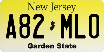 NJ license plate A82MLO