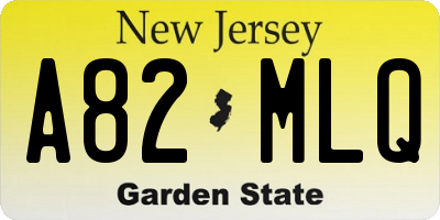NJ license plate A82MLQ