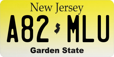 NJ license plate A82MLU
